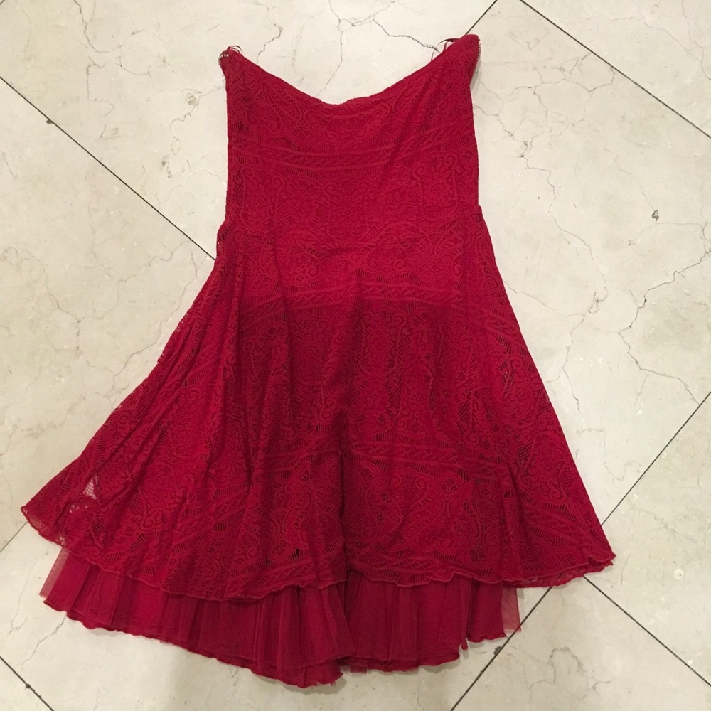 π2X HPπFree People red lace beaded dress - Picture 4 of 8